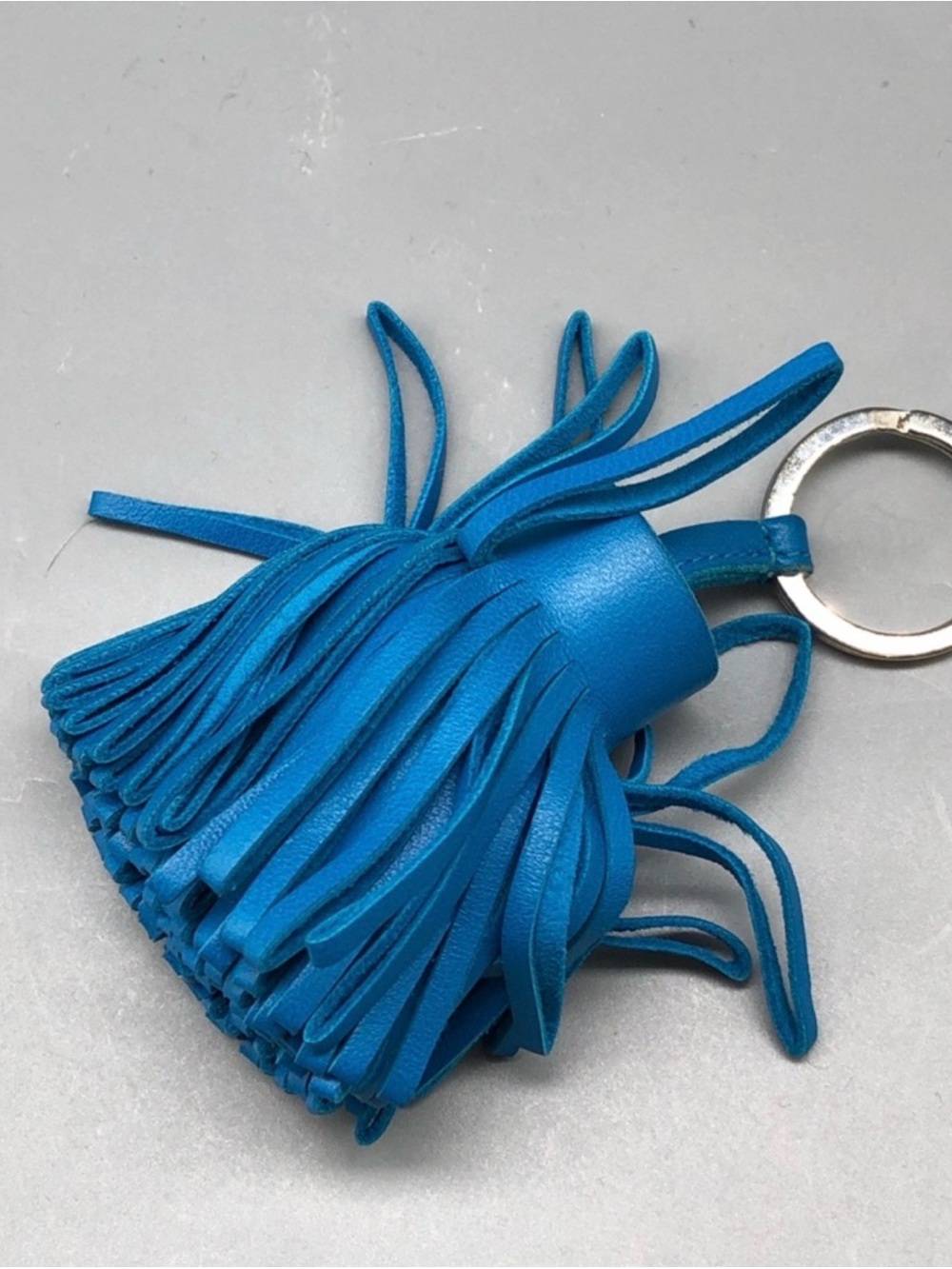 Hermes Blue Leather Tassel Key Charm - Picture 3 of 3